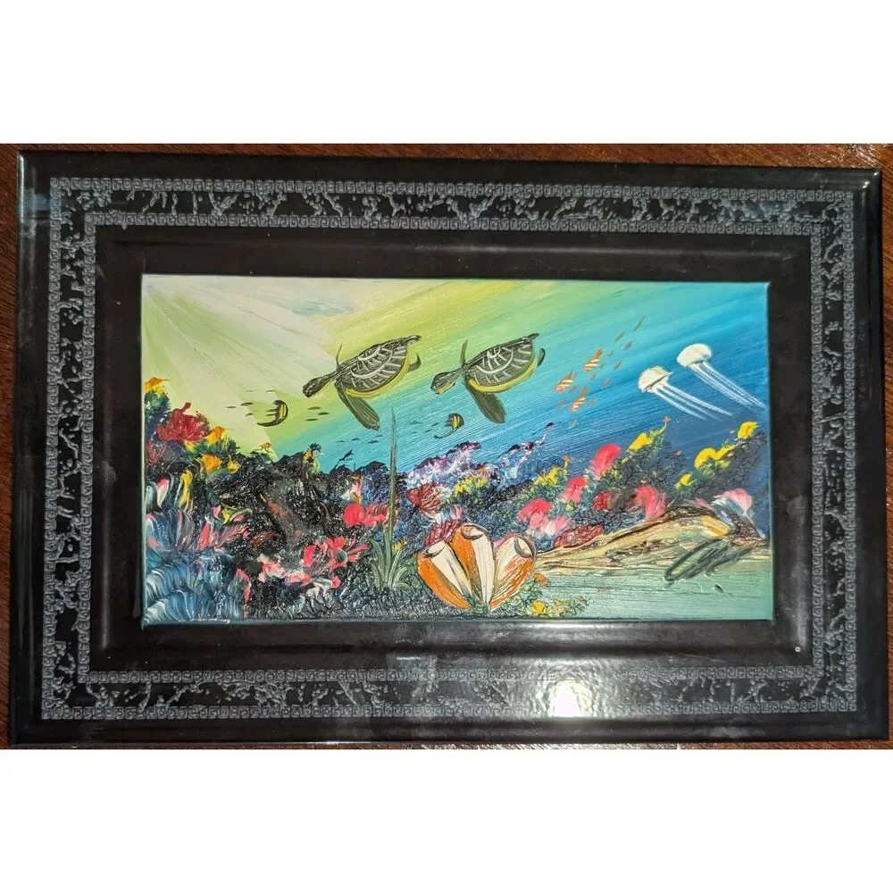 Hand‑Colored Ceramic Art Tile • Signed Artist • 8x12 • High‑Relief Reef Detail